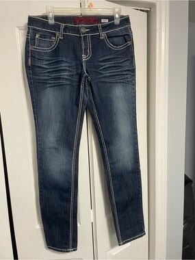 BONGO Dark Blue Skinny Jeans with Contrast Stitching